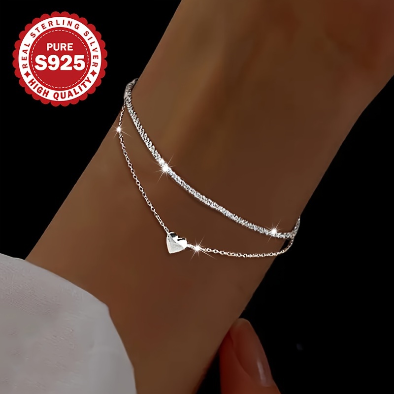 S925 Silver Double Layer Cauliflower Heart Bracelet